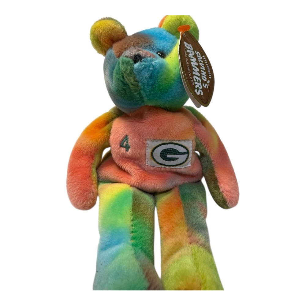 Salvino’s Bammers – Brett Favre #4 Tie-Dye Green Bay Packers Plush Bear – 1999